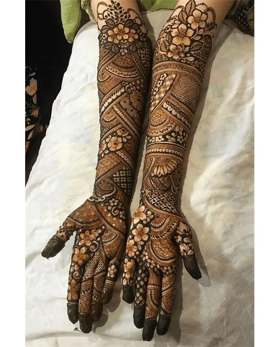 Classic Petal And Peacock Featuring Modern Full Hand Mehndi Design